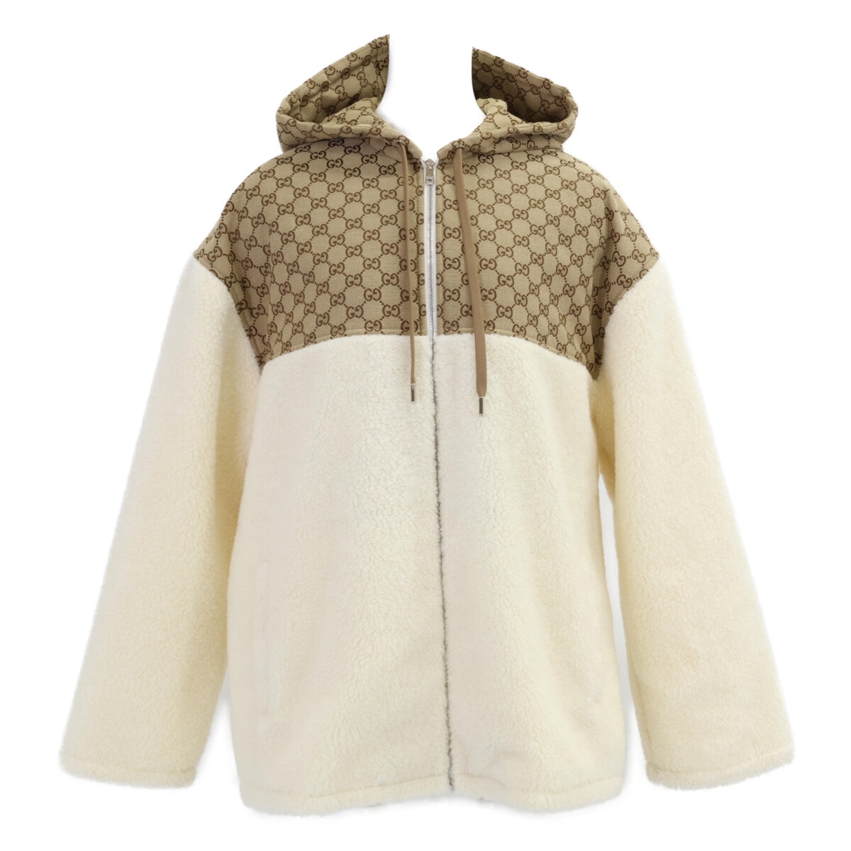 グッチ 新品同様 国内正規 24AW 798503 XJGSI GGインターシャ ウールフリースジップ L