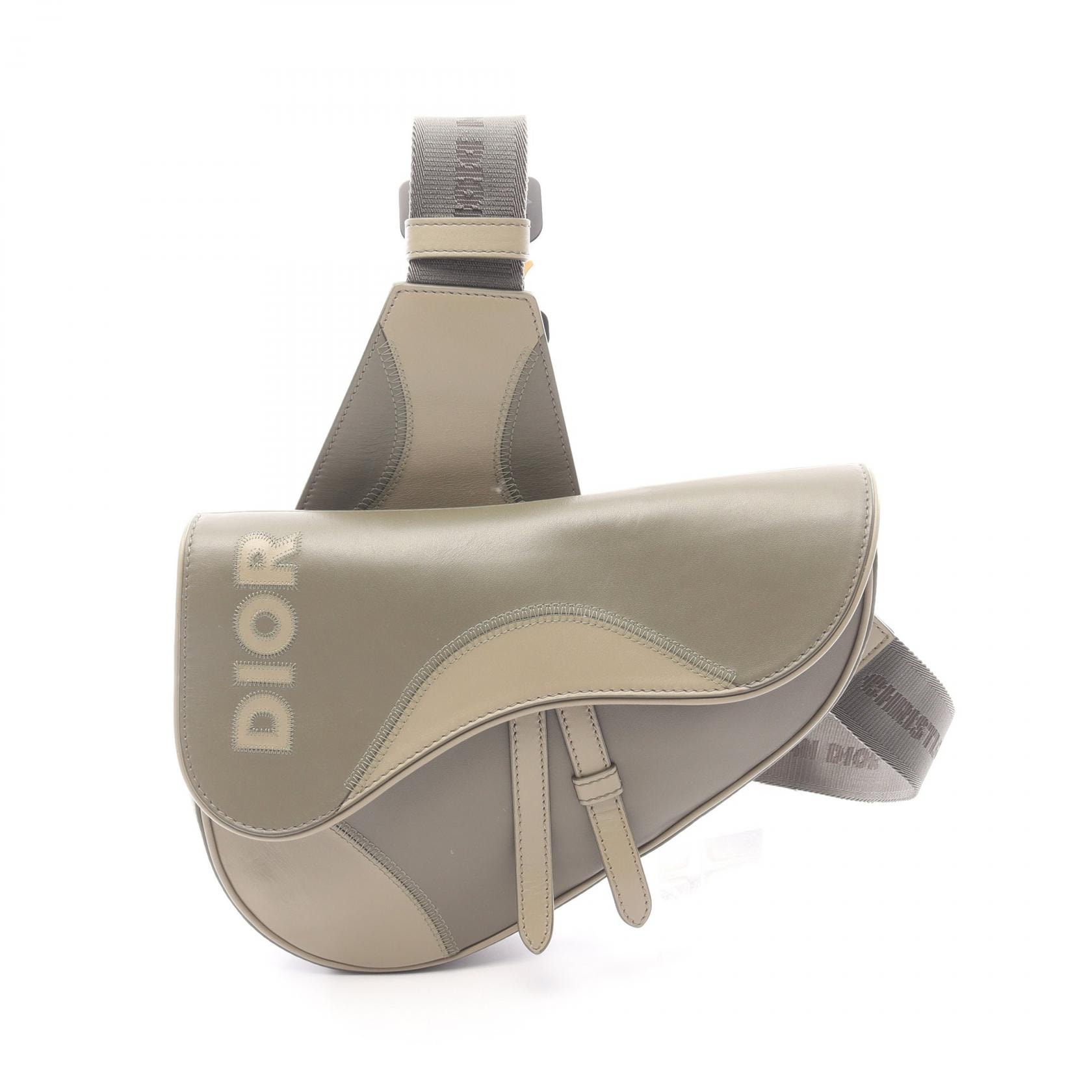ディオール Dior サドルバッグ ウエストバッグ ボディバッグ バッグ レザー メンズ レディース カーキ系 / ベージュ系 【中古】