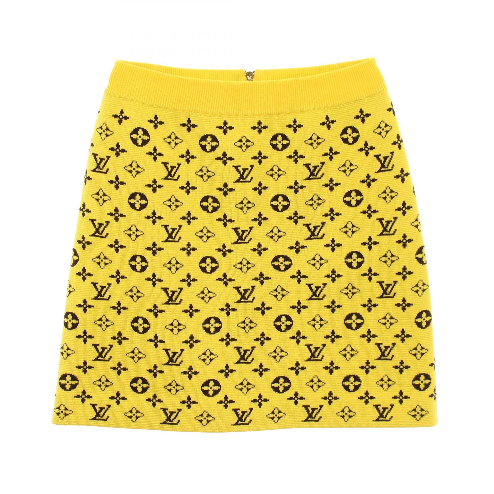 ルイ・ヴィトン LOUIS VUITTON モノグラム ニット スカート 衣料品 ボトムス ウール コットン レディース イエロー系 / ブラウン系 RW202W XZS FJKZ03 【中古】