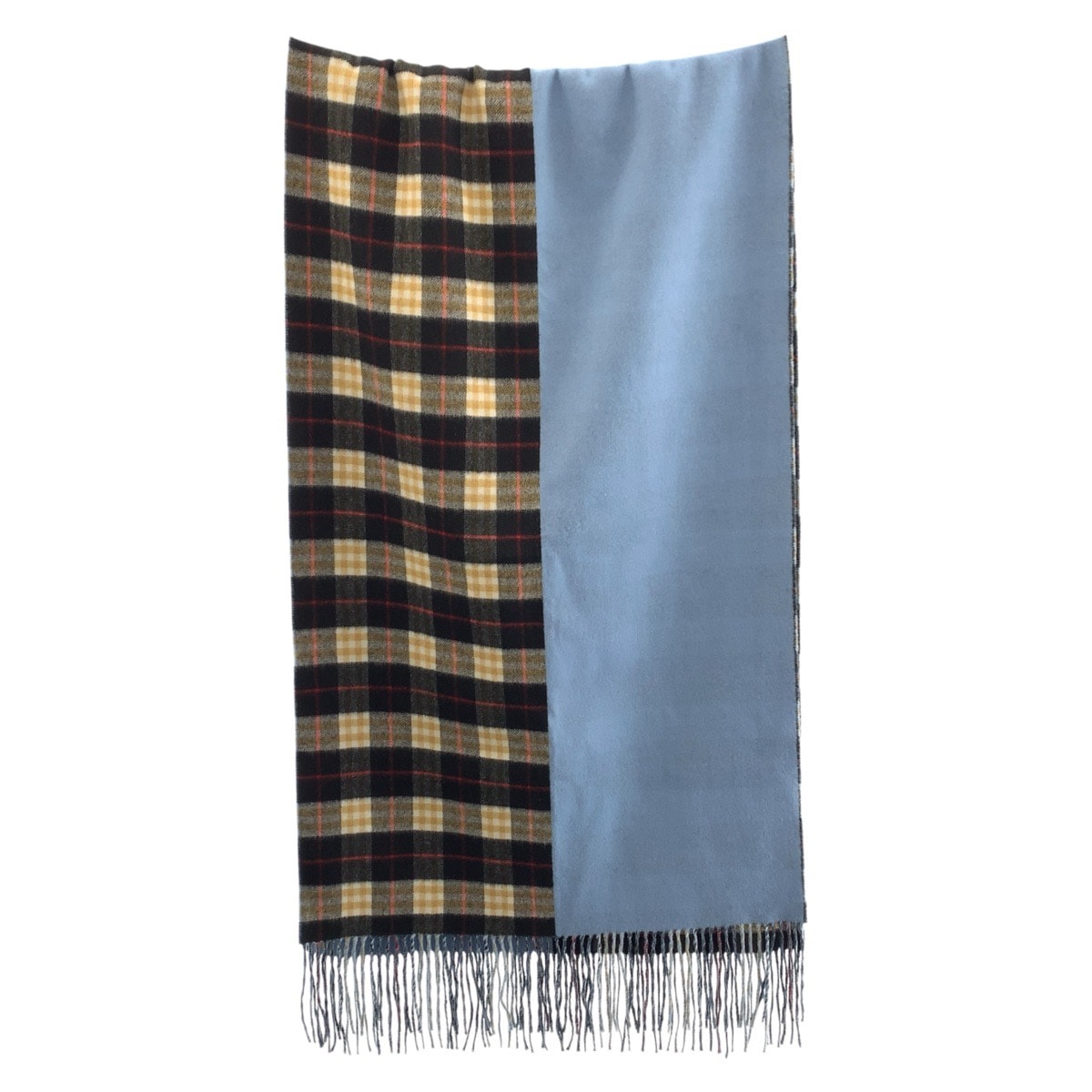 美品 BURBERRY バーバリー チェック柄 ブルー マルチカラー カシミヤ マフラー ストール 男女兼用 600638 【中古】