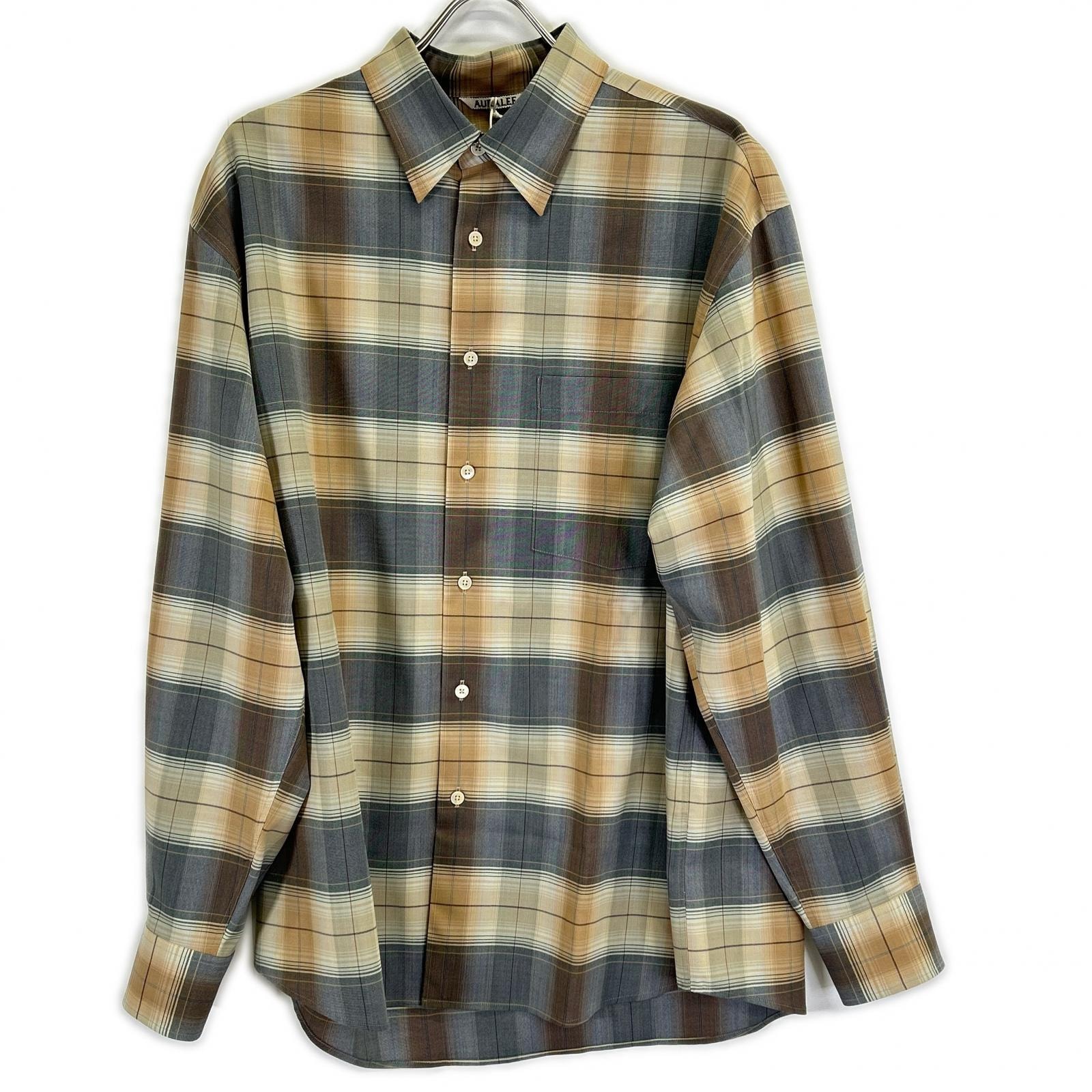 オーラリー A26SS01LC ベージュ SUPER LIGHT WOOL CHECK SHIRT 5