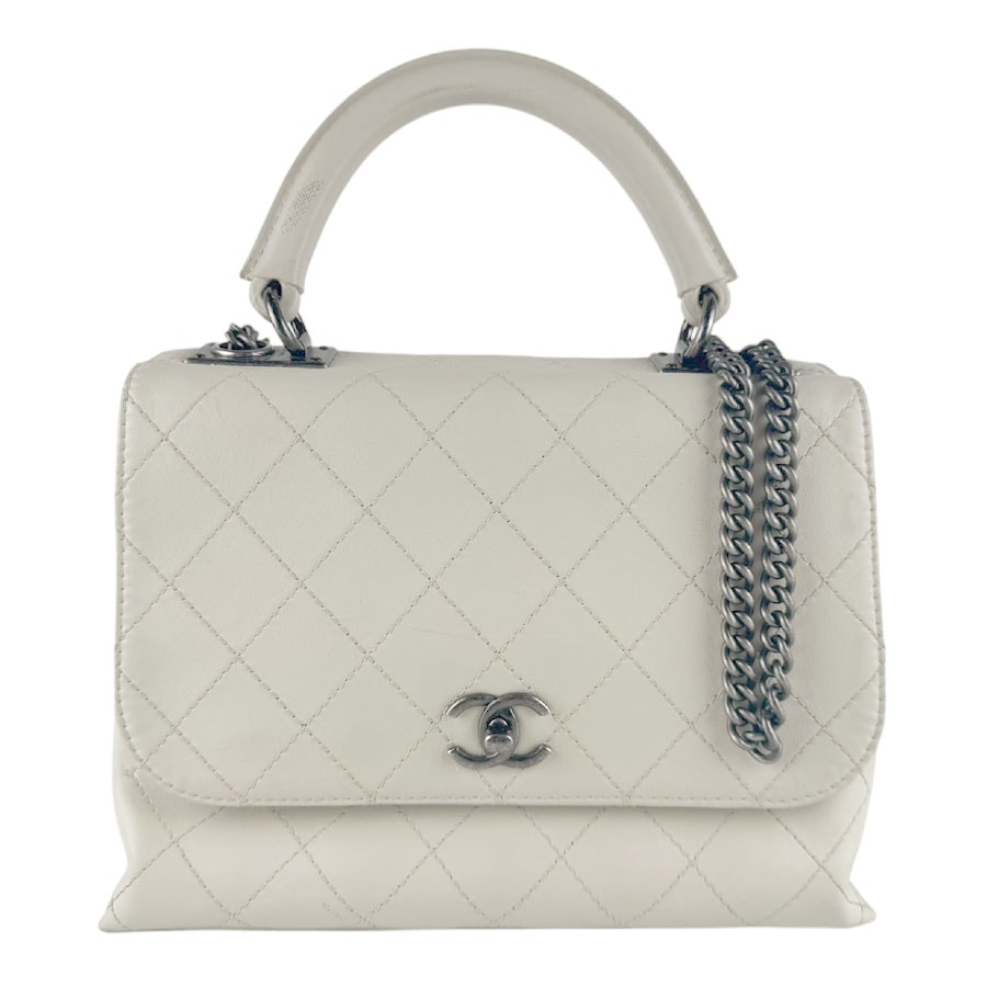 シャネル CHANEL ハンドバッグ ショルダーバッグ レザー/メタル アイボリー レディース【中古】 z9583