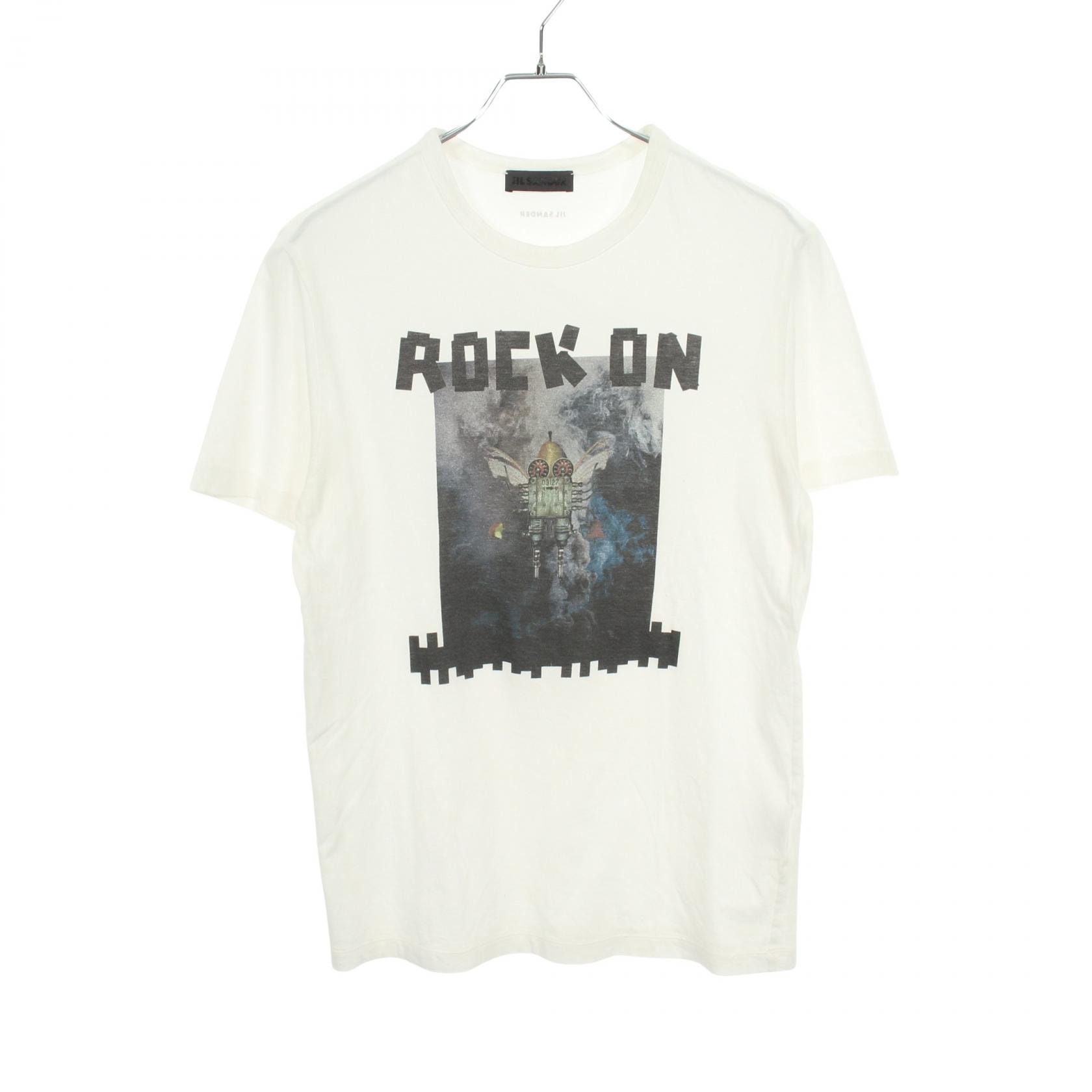 ジルサンダー JIL SANDER プリント 半袖Tシャツ 衣料品 トップス コットン メンズ ホワイト系 JSMH660004 【中古】