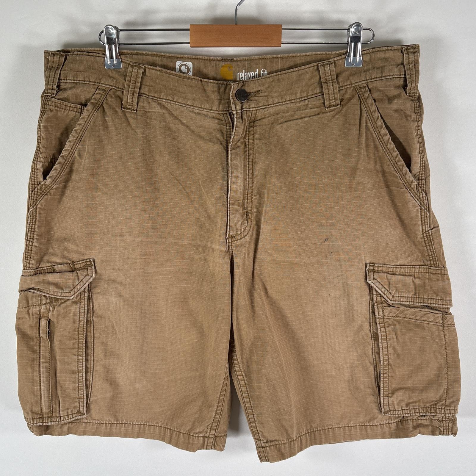 古着 カーハート Carhartt ショートパンツ カーゴ リップストップ ワーク 半ズボン ハーフパンツ 短パン w38 ベージュ系 メンズ
