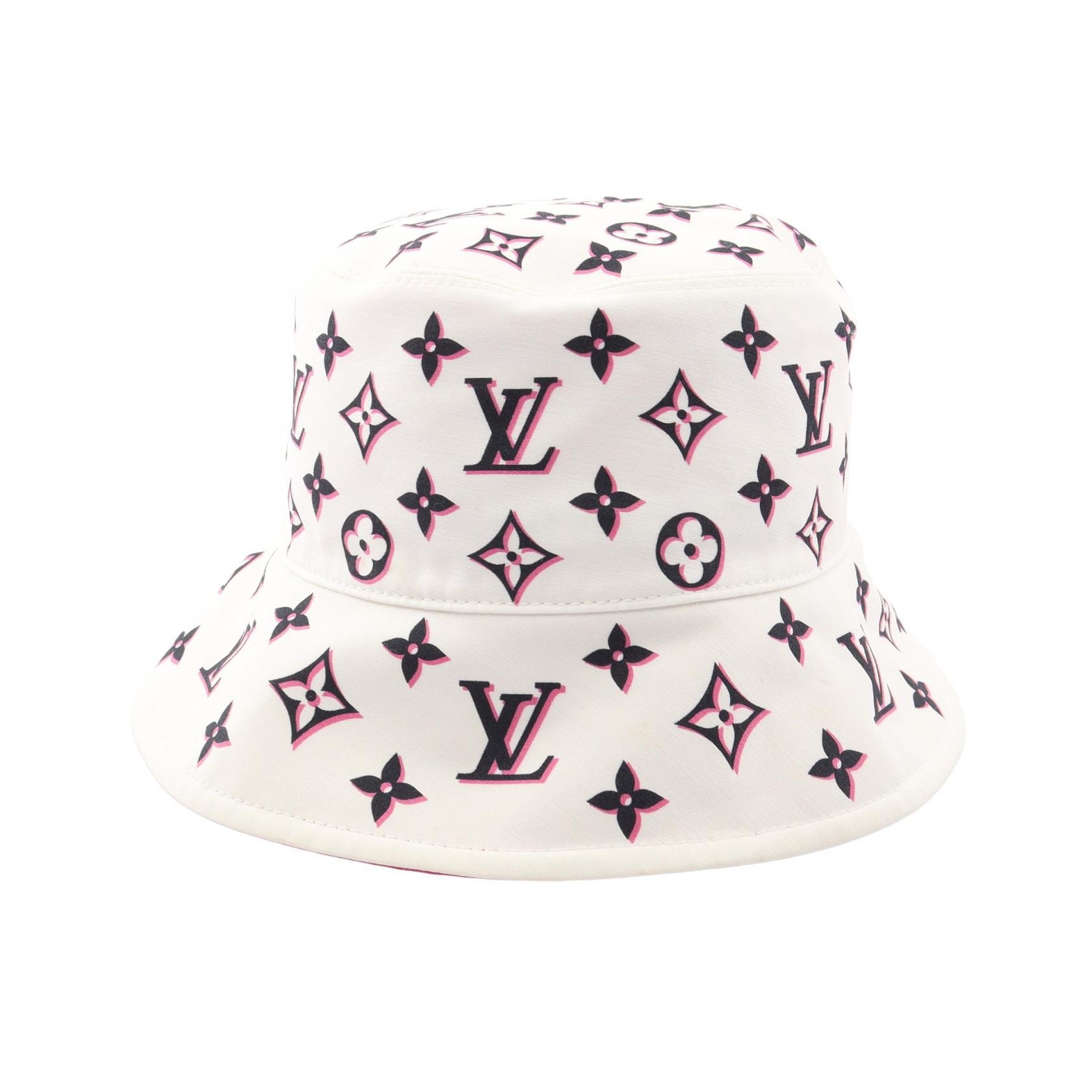 ルイ・ヴィトン LOUIS VUITTON モノグラムインフィニティ リバーシブル バケット ハット 帽子 コットン ピンク レディース ホワイト系 / ブラック系 / ピンク系 M7602M 【中古】