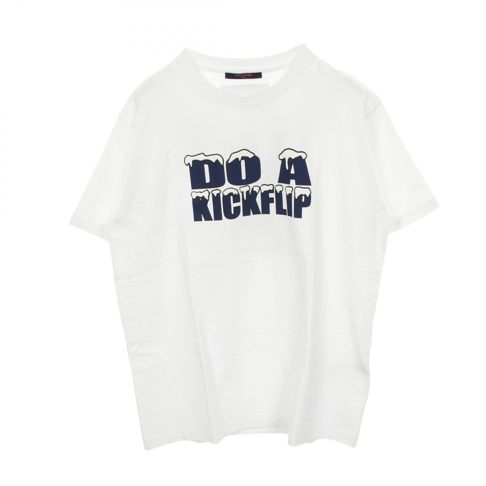 ルイ・ヴィトン LOUIS VUITTON ロゴプリント 半袖Tシャツ 衣料品 トップス コットン メンズ ホワイト系 / ブルー系 【中古】