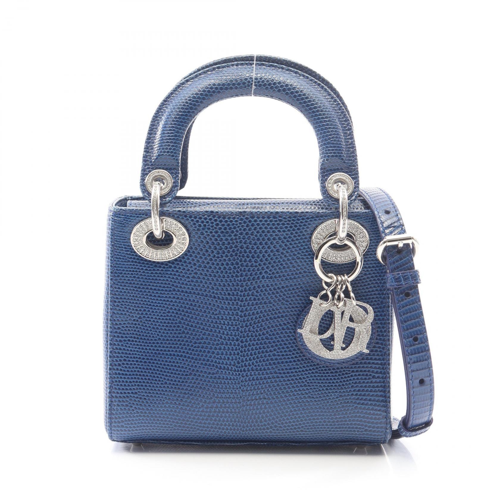 ディオール Dior レディディオール ミニ 2WAY ハンドバッグ バッグ エキゾチックレザー レディース ブルー系 【中古】