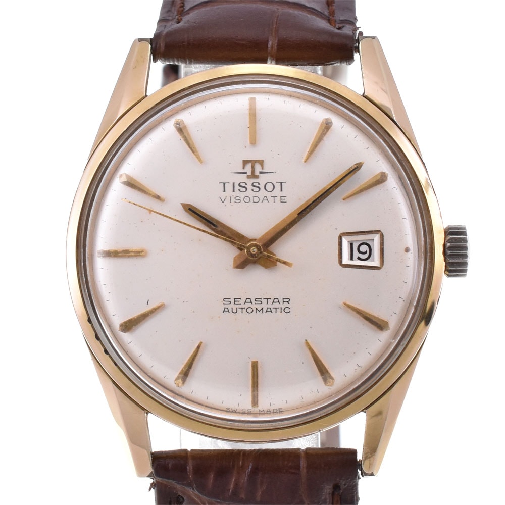 値下 ティソ TISSOT ヴィンテージ シースター デイト GP/レザー 自動巻き メンズ P#143255
