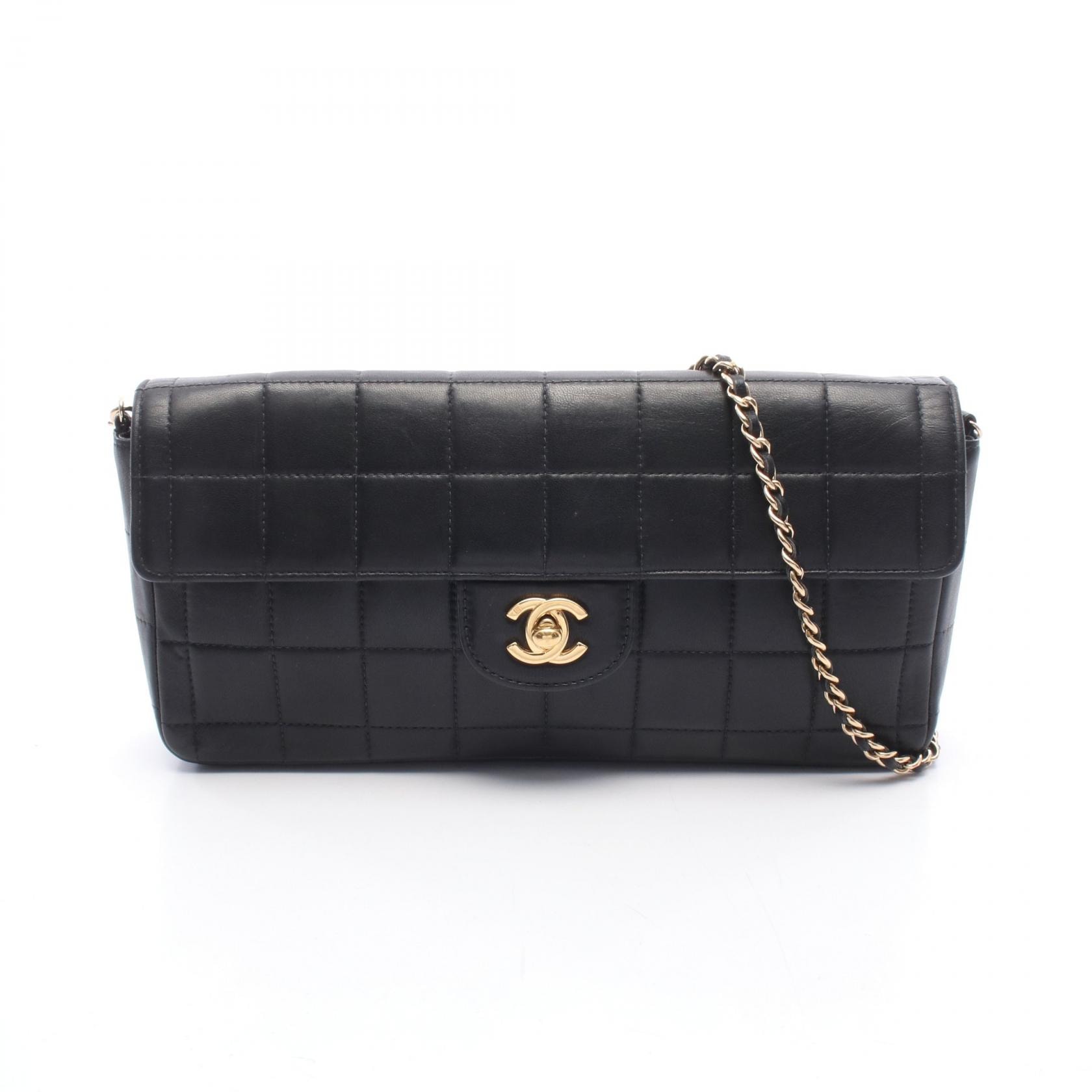 シャネル CHANEL チョコバー イーストウエスト ショルダーバッグ バッグ ラムスキン(羊革) レディース ブラック系 【中古】
