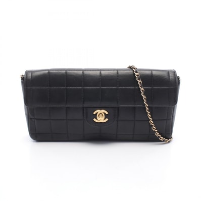 シャネル CHANEL チョコバー イーストウエスト ショルダーバッグ バッグ ラムスキン(羊革) レディース ブラック系 【中古】