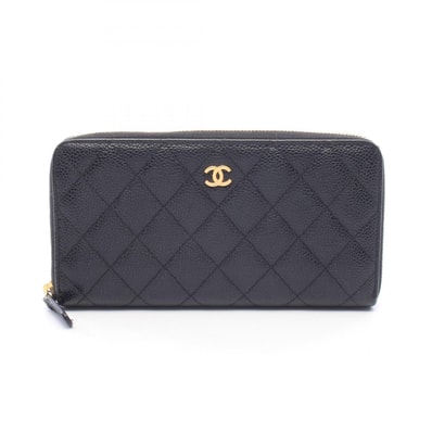 シャネル CHANEL マトラッセ ラウンド長財布 財布 キャビアスキン(グレインドカーフ) レディース ブラック系 【中古】