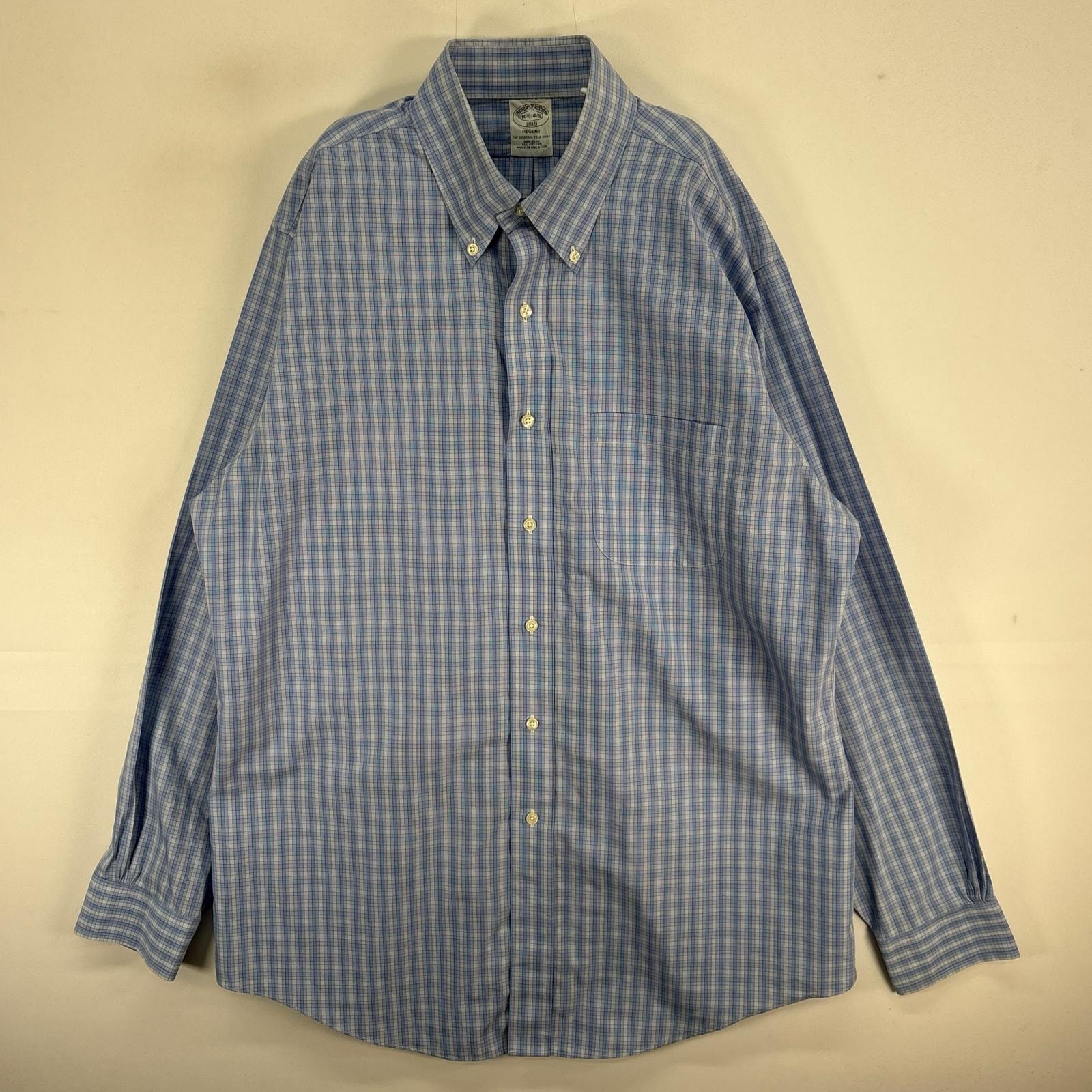 古着 ブルックスブラザーズ Brooks Brothers 長袖シャツ 胸ポケ ボタンダウン L  ブルー系 チェック メンズ