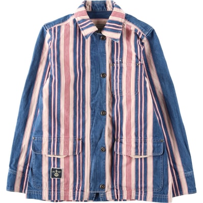 古着 ラルフローレン Ralph Lauren LAUREN JEANS COMPANY マルチストライプ デニムジャケット レディースS相当/eaa632003