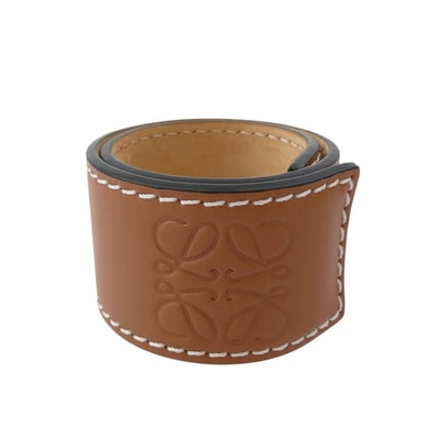LOEWE ロエベ ブレスレット アナグラム ロゴ スモール スラップ レザー ブレスレット ブラウン系【中古】