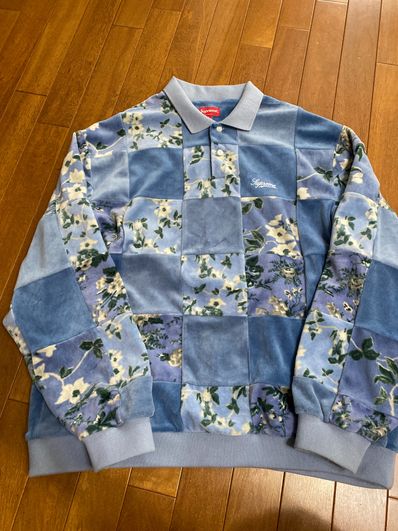 Supreme Floral Patchwork Velour L/S Polo Supreme Floral Patchwork Velour L/S Polo