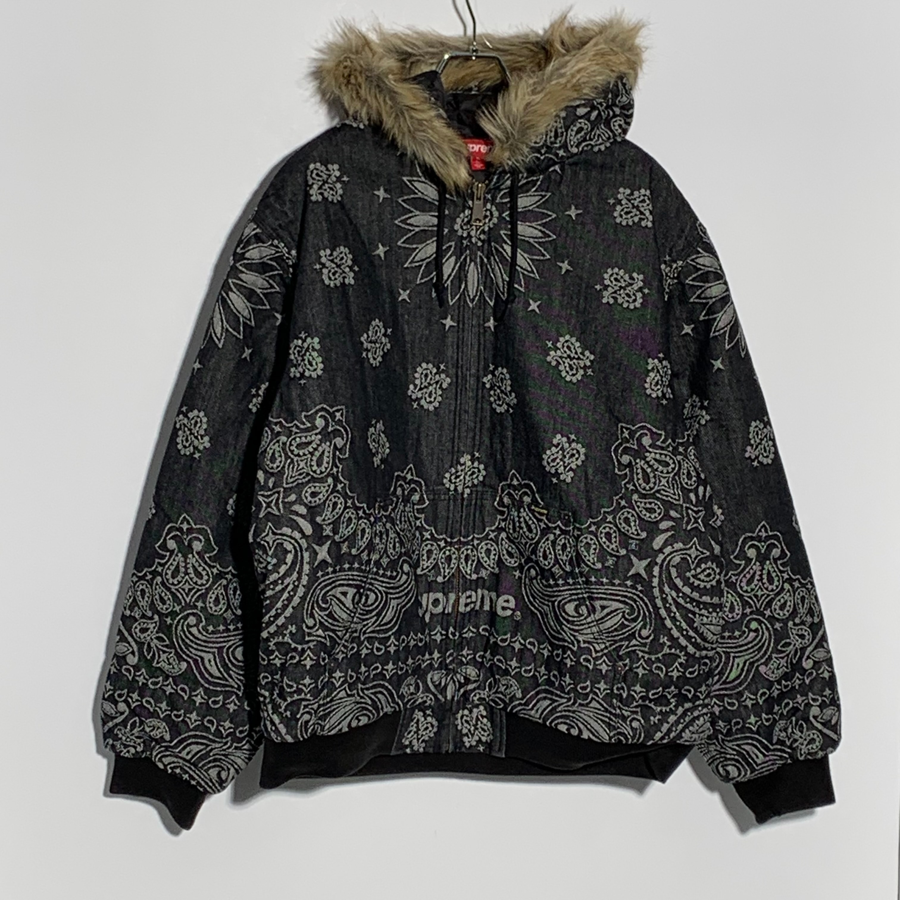 Supreme Bandana Jacquard Denim Hooded Work Jacket 