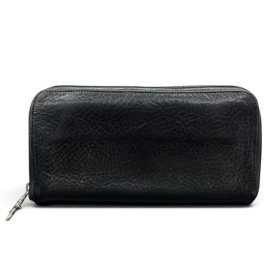 CHROME HEARTS クロムハーツ REC F ZIP PLANE ラウンドジップウォレット ダガー ブラック ヘビーレザー 長財布 ロングウォレット ブラック クロム Bランク 中古 鑑定済 クロム財布