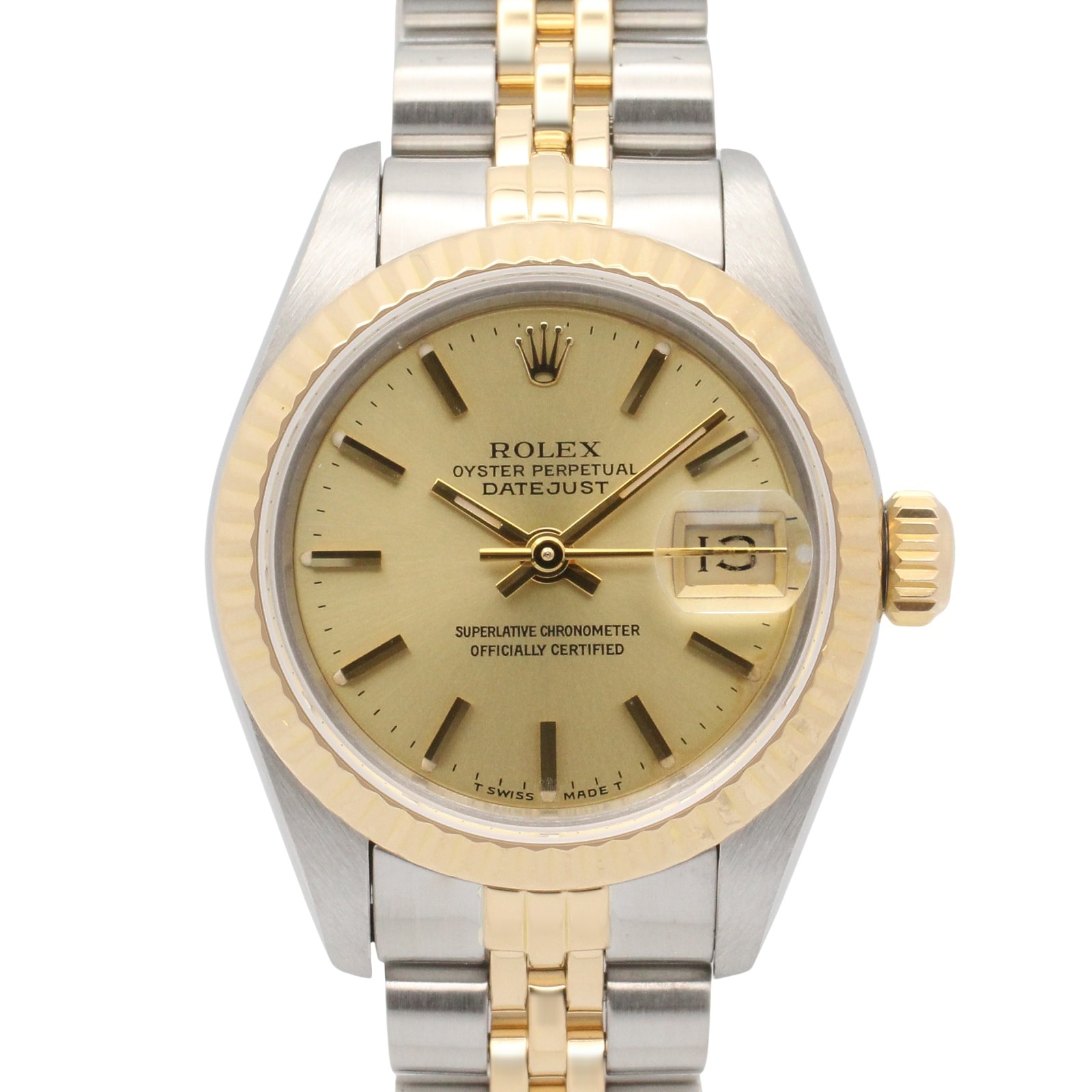 ロレックス ROLEX デイトジャスト 91番 腕時計 時計 K18(イエローゴールド) ステンレススチール レディース ゴールド系 シャンパン/バー 69173 【中古】