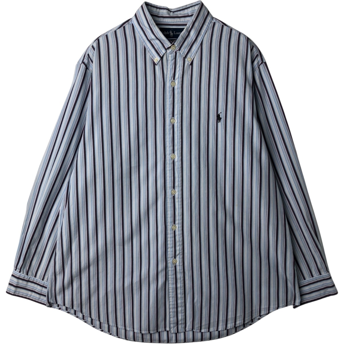 古着 ラルフローレン Ralph Lauren CUSTOM FIT マルチストライプ 長袖 ボタンダウンストライプシャツ メンズXL相当/eaa629054