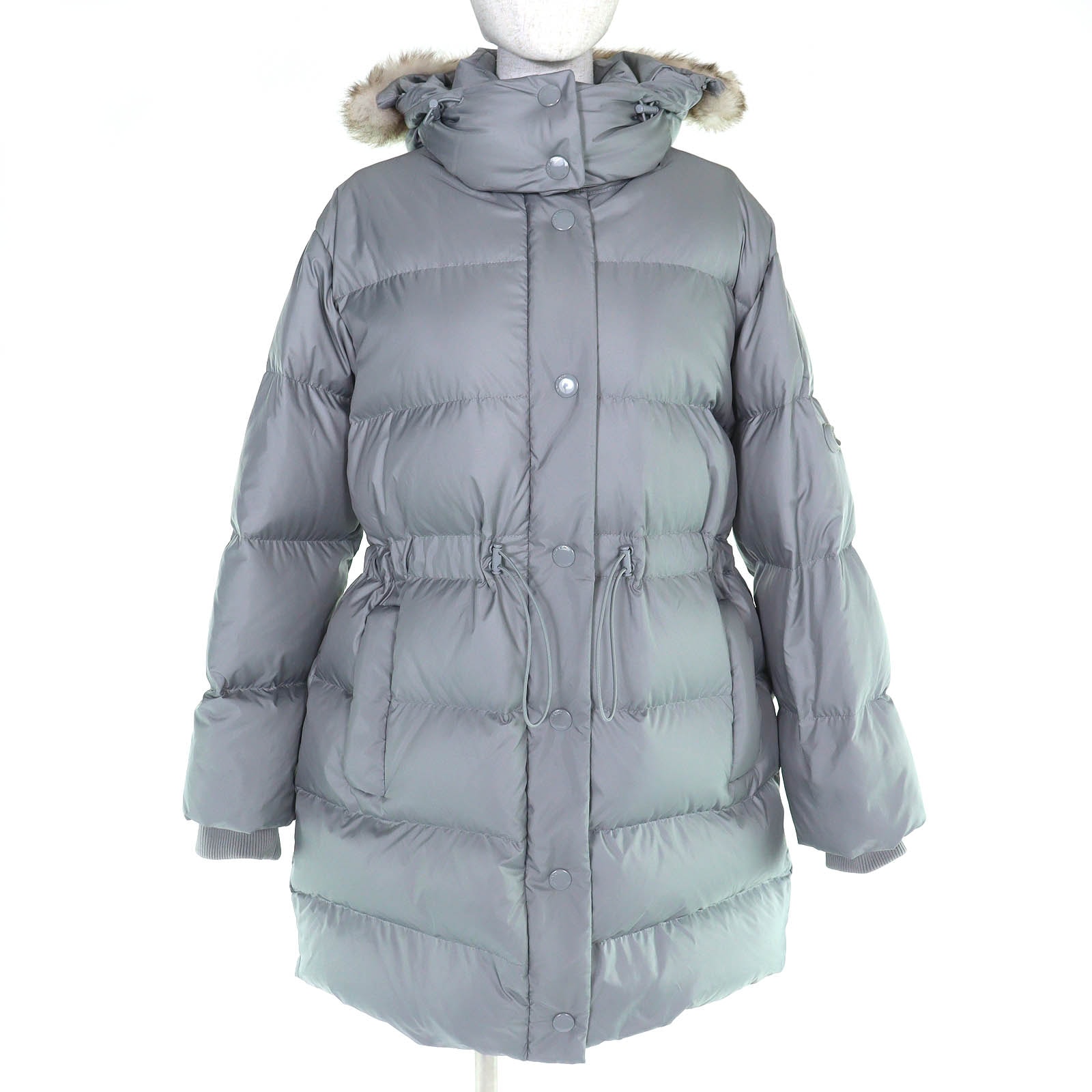 美品 コーチ ミッド ダウン パッファー・シアリング グレー M CB648