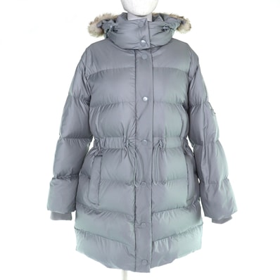 美品 コーチ ミッド ダウン パッファー・シアリング グレー M CB648