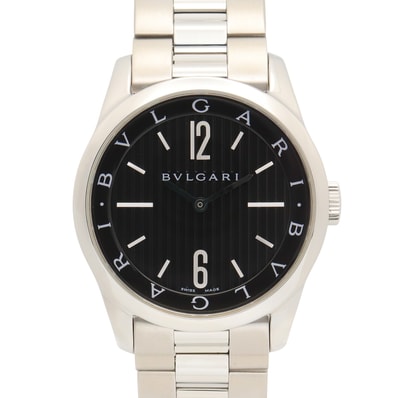 ブルガリ BVLGARI ソロテンポ 腕時計 時計 ステンレススチール メンズ ブラック系 ST37S 【中古】