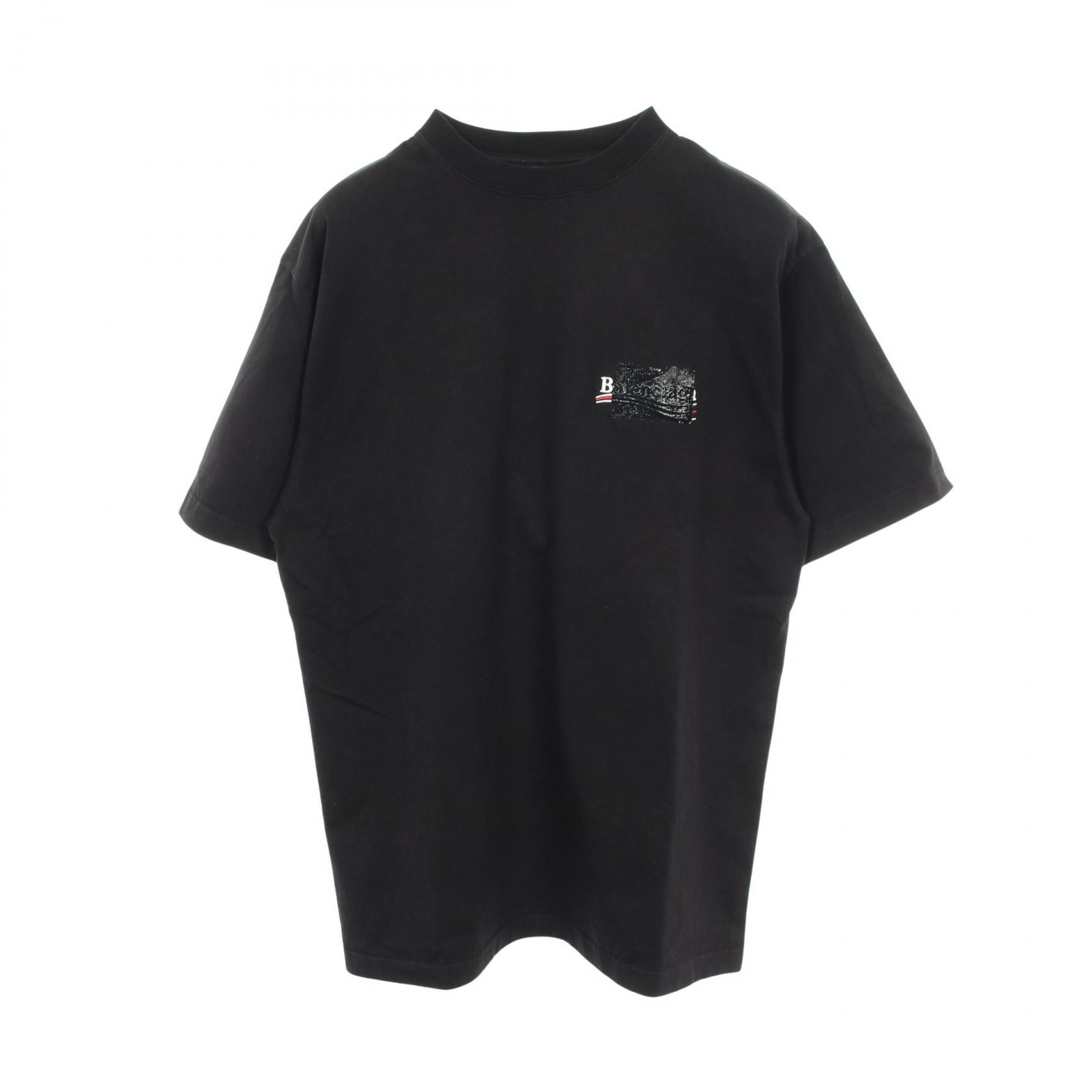 バレンシアガ BALENCIAGA GAFFER バックロゴ ラージフィット 半袖Tシャツ 衣料品 トップス コットン メンズ レディース ブラック系 【中古】