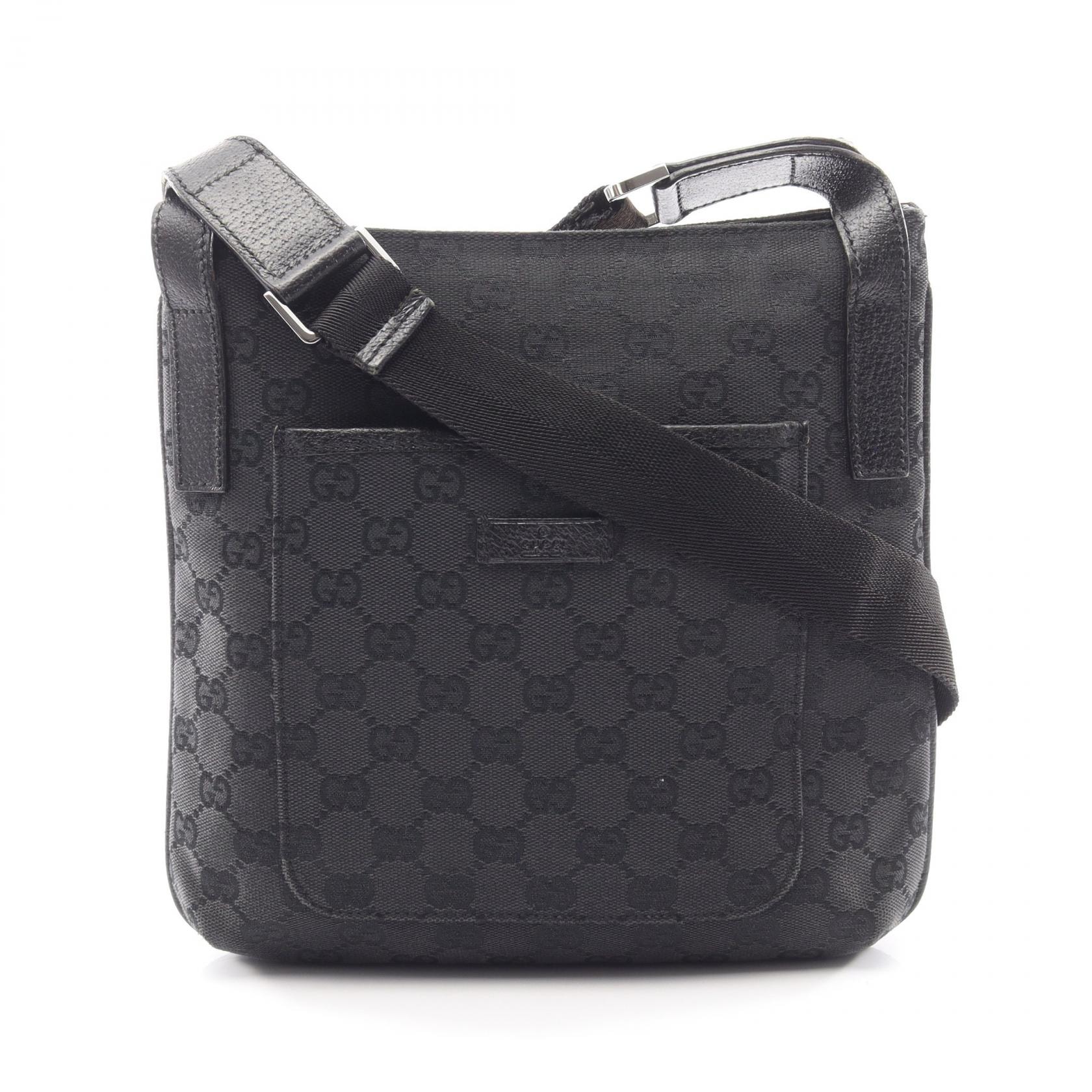 グッチ GUCCI GGキャンバス ショルダーバッグ バッグ キャンバス レザー レディース ブラック系 122793 【中古】