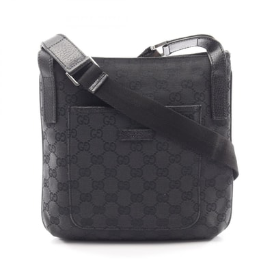 グッチ GUCCI GGキャンバス ショルダーバッグ バッグ キャンバス レザー レディース ブラック系 122793 【中古】