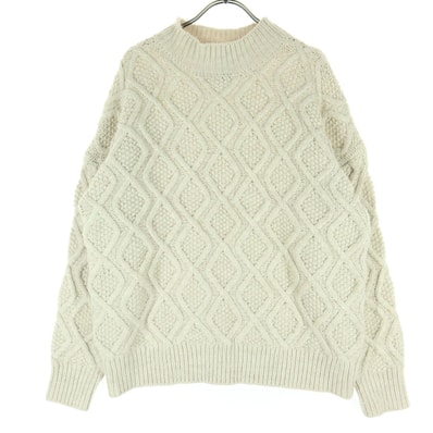 GAP ギャップ 格子柄 長袖 セーター S ホワイト