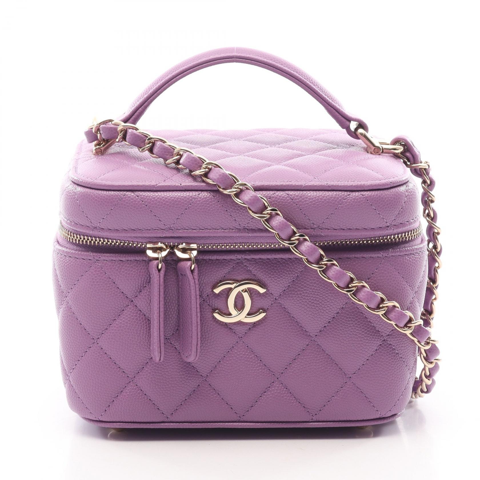 シャネル CHANEL マトラッセ バニティバッグ 2WAY ハンドバッグ バッグ キャビアスキン(グレインドカーフ) レディース パープル系 AS3171 【中古】
