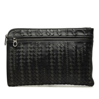 ボッテガヴェネタ イントレチャート クラッチバッグ セカンドバッグ ブラック レザー レディース BOTTEGAVENETA 中古