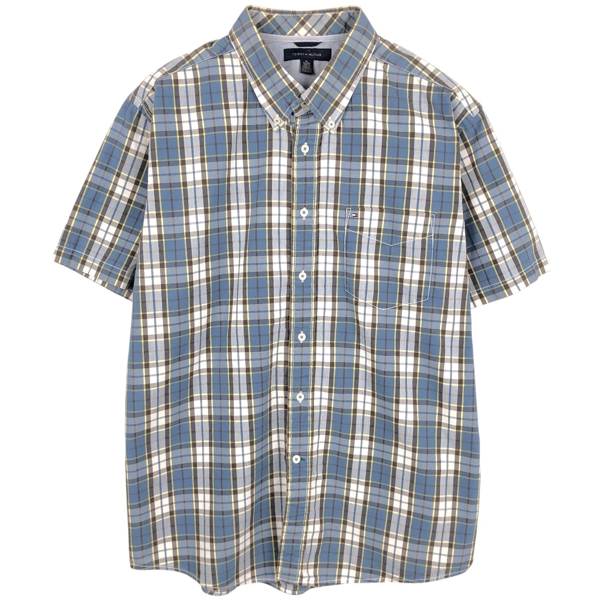 古着 トミーヒルフィガー TOMMY HILFIGER 半袖 ボタンダウン チェックシャツ メンズXL相当/eaa668732