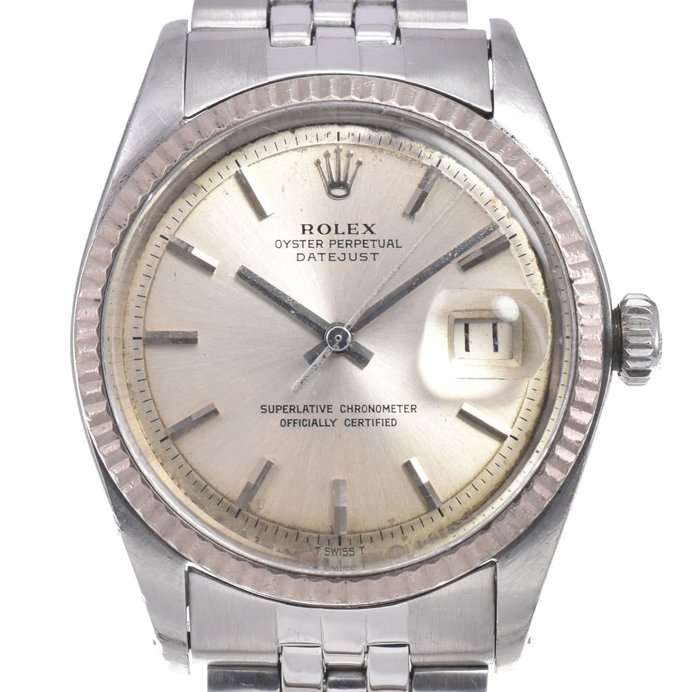 ロレックス ROLEX 1601 ヴィンテージ デイトジャスト Cal.1570 スノーホワイト WGベゼル シルバー 自動巻き メンズ 腕時計 B#148759