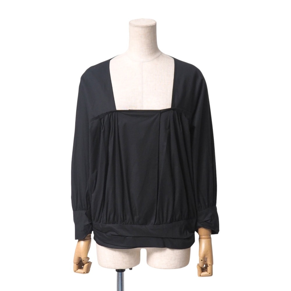 Christian Dior クリスチャンディオール ブラウス サイズ44 ギャザー 長袖 シャツ スクエアネック イタリア製 ブランド古着【中古】20250910/RA5983