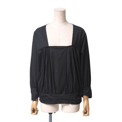 Christian Dior クリスチャンディオール ブラウス サイズ44 ギャザー 長袖 シャツ スクエアネック イタリア製 ブランド古着【中古】20250910/RA5983