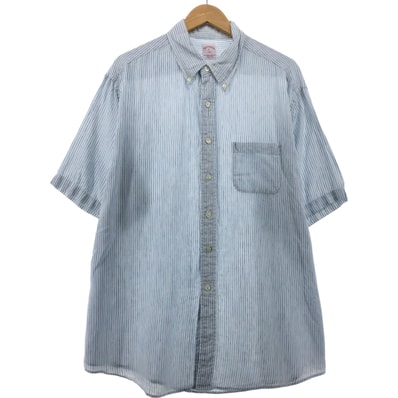 古着 ブルックスブラザーズ Brooks Brothers 346 半袖 ボタンダウン ストライプシャツ メンズXL相当/eaa553250