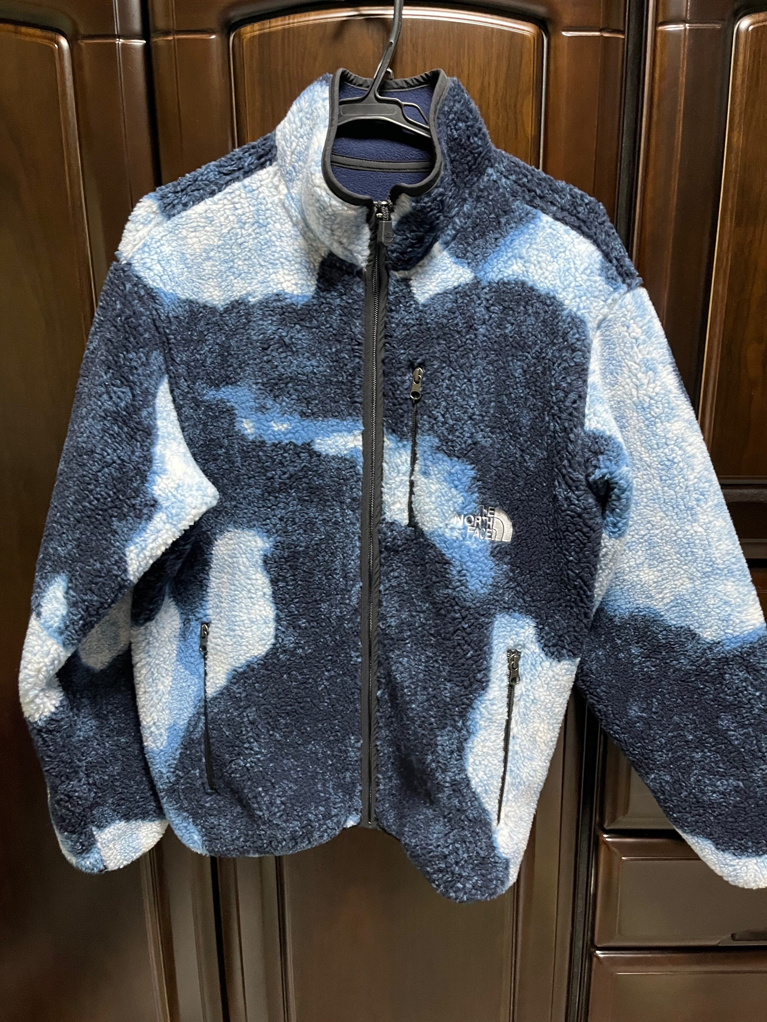 Supreme x The North Face Bleached Denim Print Fleece Jacket "Indigo"