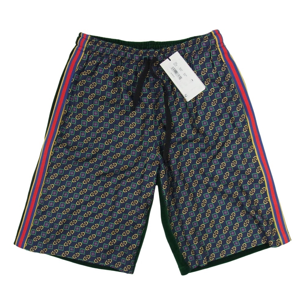GUCCI グッチ ショートパンツ 572728 VJA4Y BASKET PANT バイマテリアル ベロア ハーフ トラックパンツ ショートパンツ グリーン系 S【極上美品】【中古】
