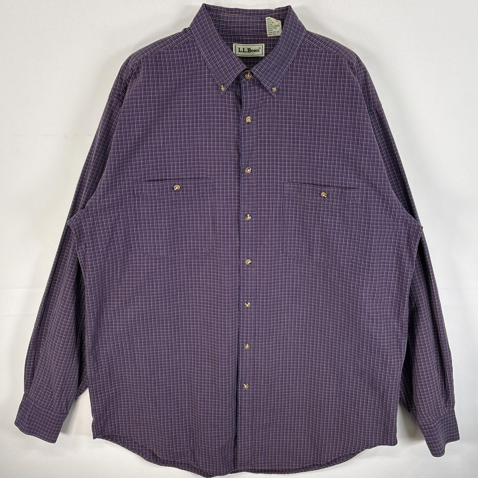 古着 90's/90年代 エルエルビーン L.L.Bean 長袖シャツ ボタンダウンシャツ 胸ポケ カラーシャツ L  パープル系 チェック メンズ