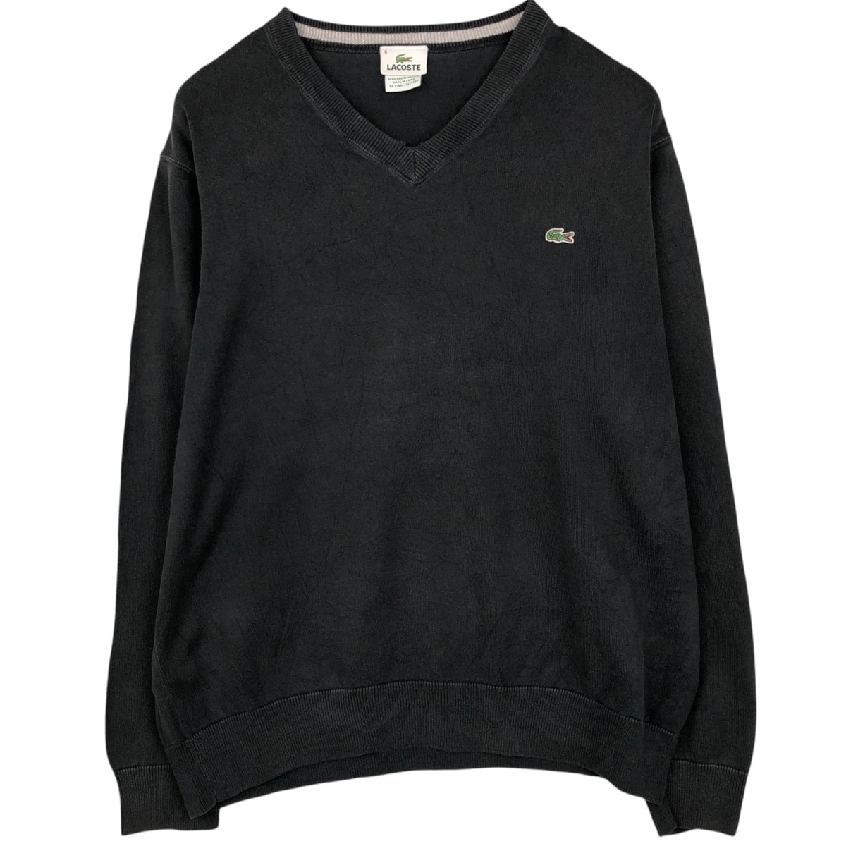 古着 ラコステ LACOSTE フランス企画 Vネック コットンニットセーター 6 メンズXL相当/eaa637254