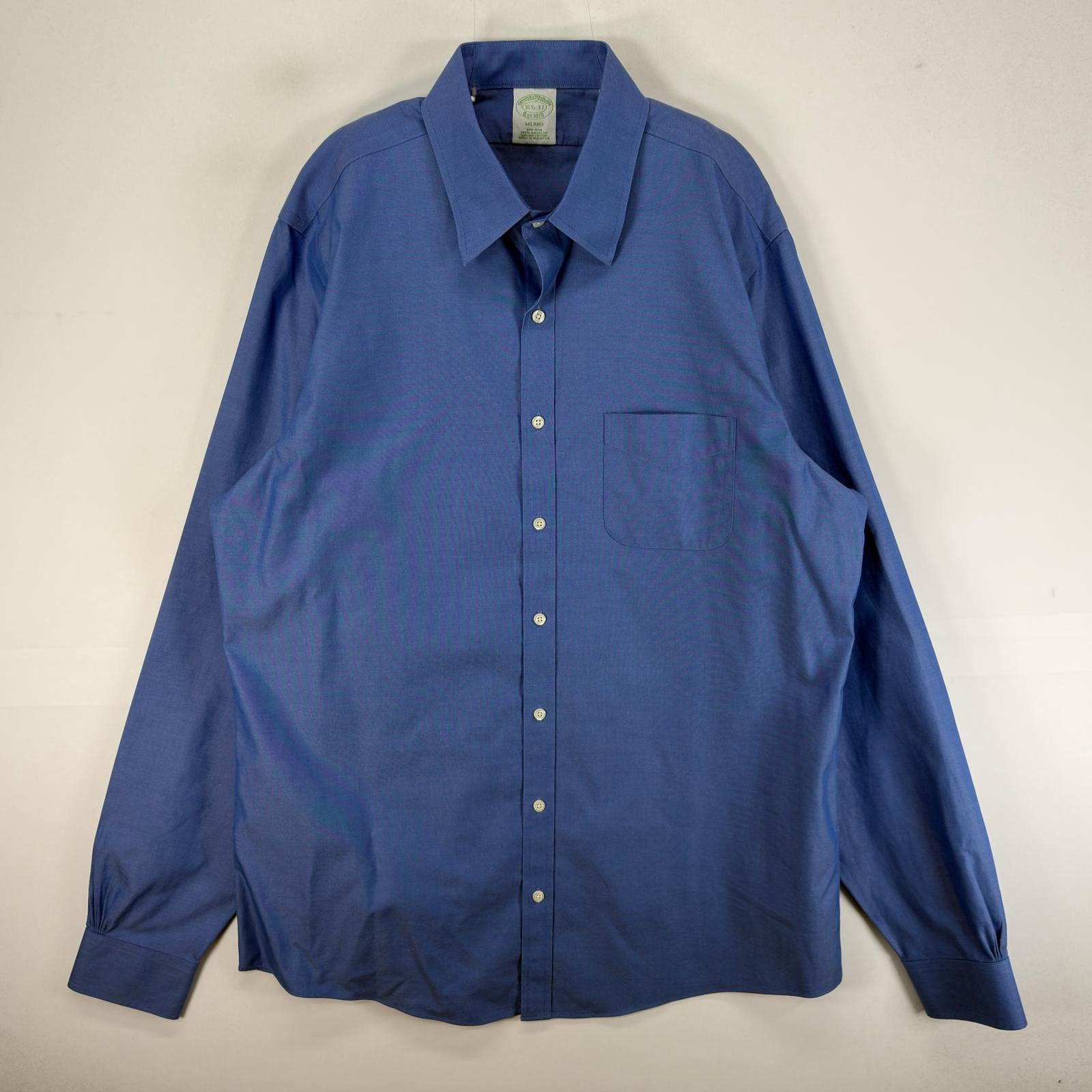 古着 ブルックスブラザーズ Brooks Brothers 長袖シャツ カラーステイ MILANO L ブルー系 無地 メンズ