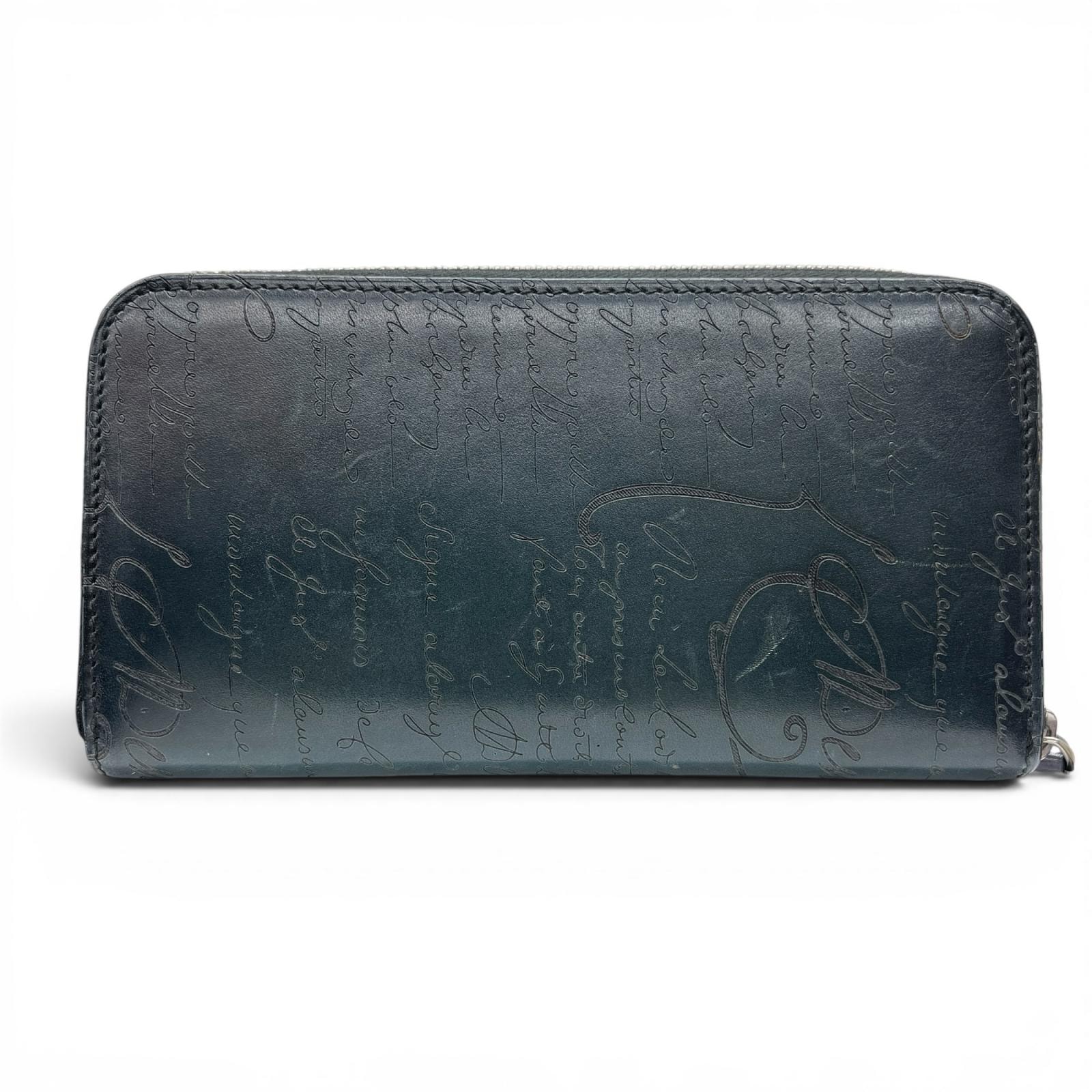 BELRUTI 希少 極美品 ベルルッティ イタウバ ネオ スクリットレザー ロングジップ オプンティア 長財布 カリグラフィ ベネチアン カーフ グリーン Aランク 中古 鑑定済 ベルルッティ財布