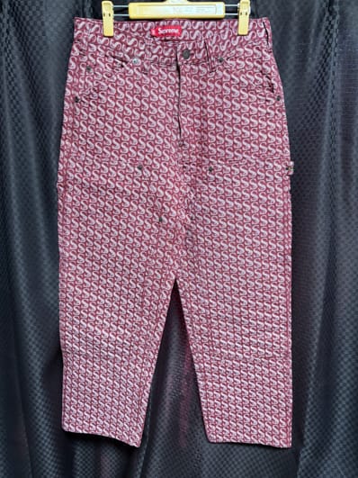 Supreme Monogram Double Knee Denim Painter Pant "Red"