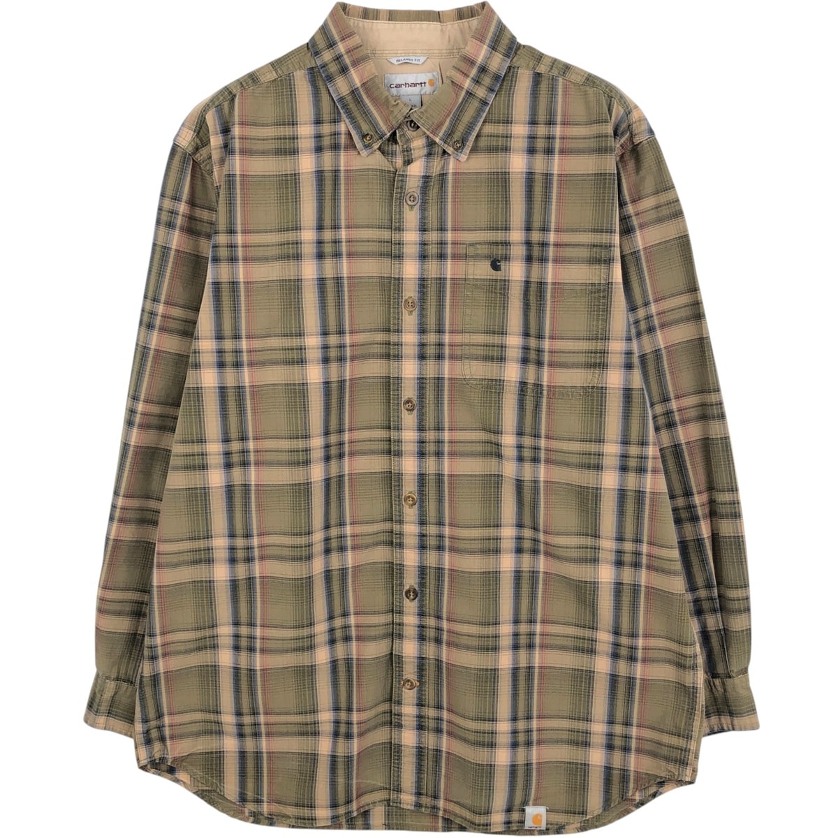 古着 カーハート Carhartt RELAXED FIT チェック柄 長袖 ボタンダウン ワークシャツ メンズL相当/eaa666595