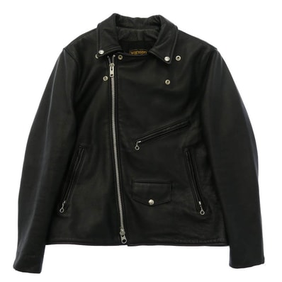 VANSON バンソン C2R ダブルジップ ダブルライダース レザー ジャケット ブラック系 44【美品】【中古】