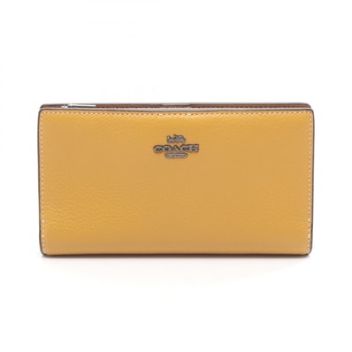 コーチ COACH スリムジップウォレット 二つ折り長財布 財布 レザー レディース ブラウン系 C8329 【中古】