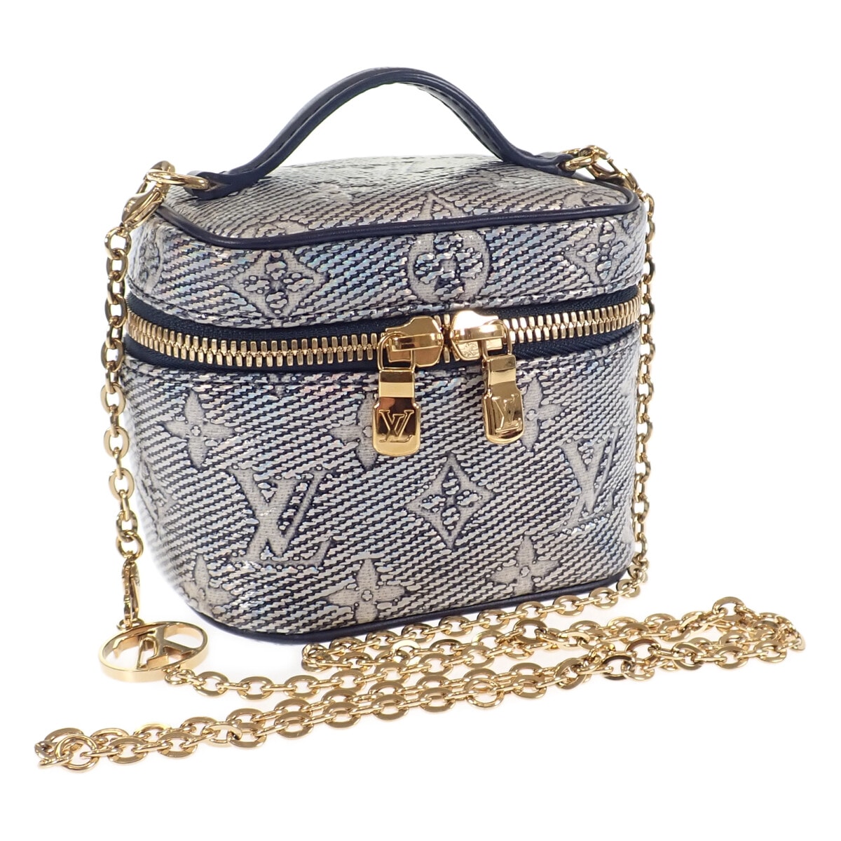 ルイヴィトン LOUIS VUITTON ミクロ ヴァニティ M82467 2WAYバッグ ハンドバッグ モノグラム ジャガード デニム ネイビー レディース【中古】【ABランク】