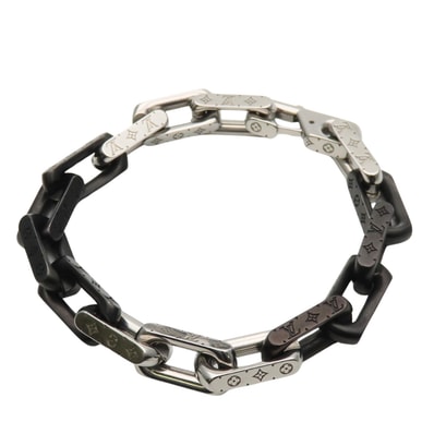【中古】 ルイ・ヴィトン ブレスレット モノグラムチェーン M00687 メタル シルバー ブラック アクセサリー メンズ 男性 LOUIS VUITTON
