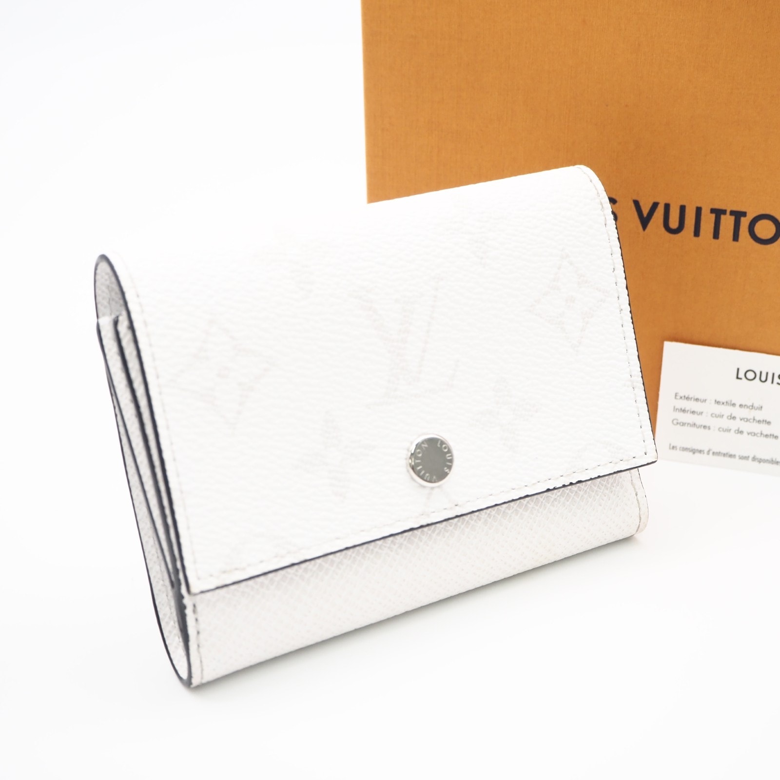 極美品 LOUIS VUITTON ルイ・ヴィトン タイガラマ ヴィクター ウォレット オプティックホワイト M28069 三つ折り財布 ホワイト グレー コーティングキャンバス カウハイド メンズ